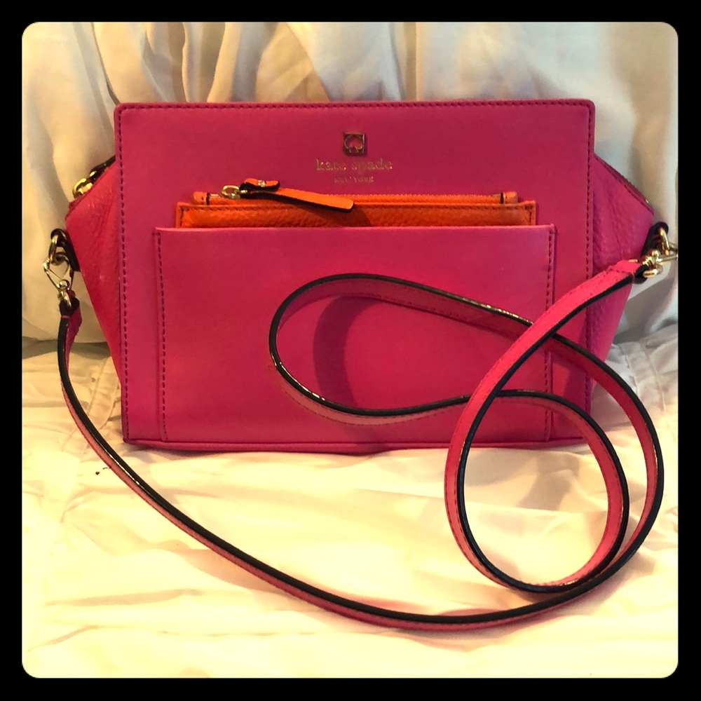 Kate Spade Pink and Orange Leather Cross Body Bag